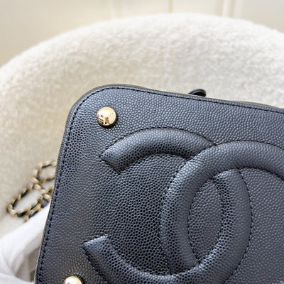 Chanel 22S Top Handle Vanity Case with Chain in Black Caviar LGHW