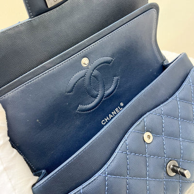 Chanel Medium Classic Flap CF in Dark Blue Caviar and RHW