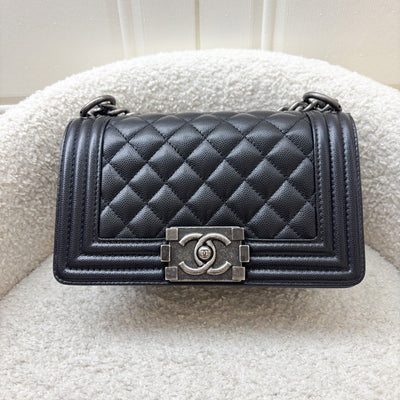 Chanel Small 20cm Boy Flap in Black Caviar and RHW (Model: A67085)