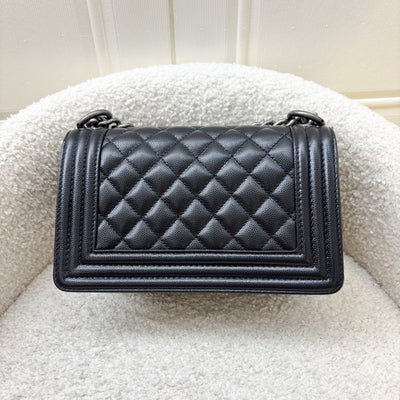 Chanel Small 20cm Boy Flap in Black Caviar and RHW (Model: A67085)