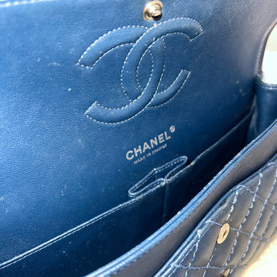 Chanel Medium Classic Flap CF in Dark Blue Caviar and RHW