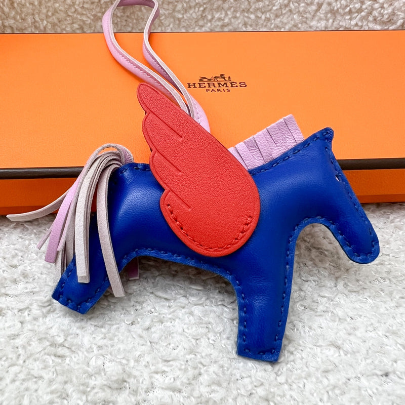 Hermes Rodeo Pegasus PM Charm in Mauve Sylvestre / Blue / Orange