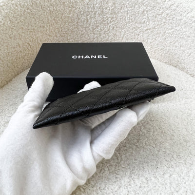 Chanel Boy Flat Card Holder in Black Caviar LGHW