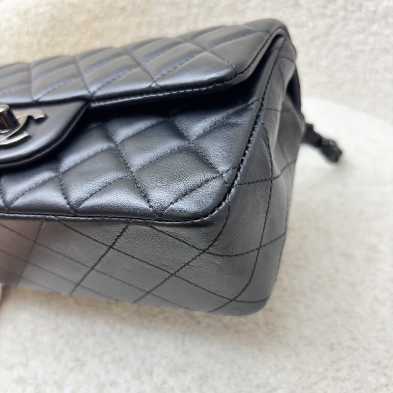 Chanel So Black Classic Mini Rectangle Flap in Black Lambskin and Black HW (Model: A69900)