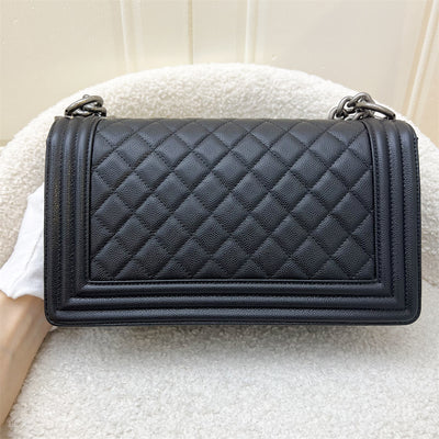 Chanel Medium 25cm Boy Flap in Black Caviar and RHW