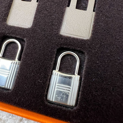 Hermes O'Kelly Earrings in Etoupe Swift Leather and PHW