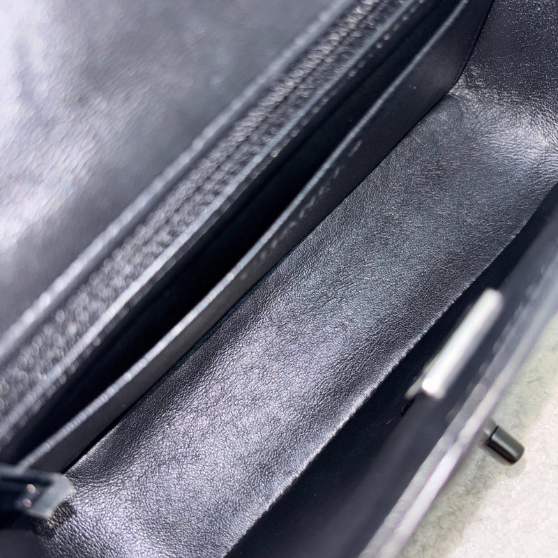Chanel So Black Classic Mini Rectangle Flap in Black Lambskin and Black HW (Model: A69900)