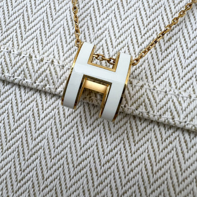 Hermes Pop H Pendant in Blanc White Enamel and GHW