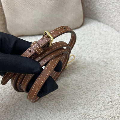 Miu Miu Mini Ivy Bag in Beige Canvas, Brandy Leather and GHW