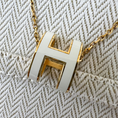 Hermes Pop H Pendant in Blanc White Enamel and GHW