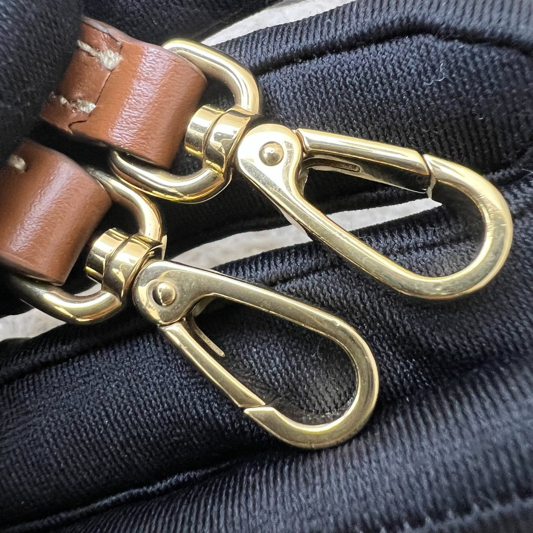 Miu Miu Mini Ivy Bag in Beige Canvas, Brandy Leather and GHW