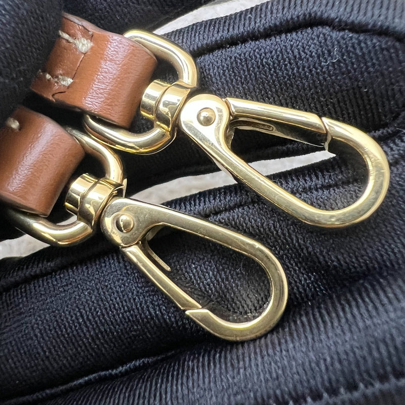 Miu Miu Mini Ivy Bag in Beige Canvas, Brandy Leather and GHW