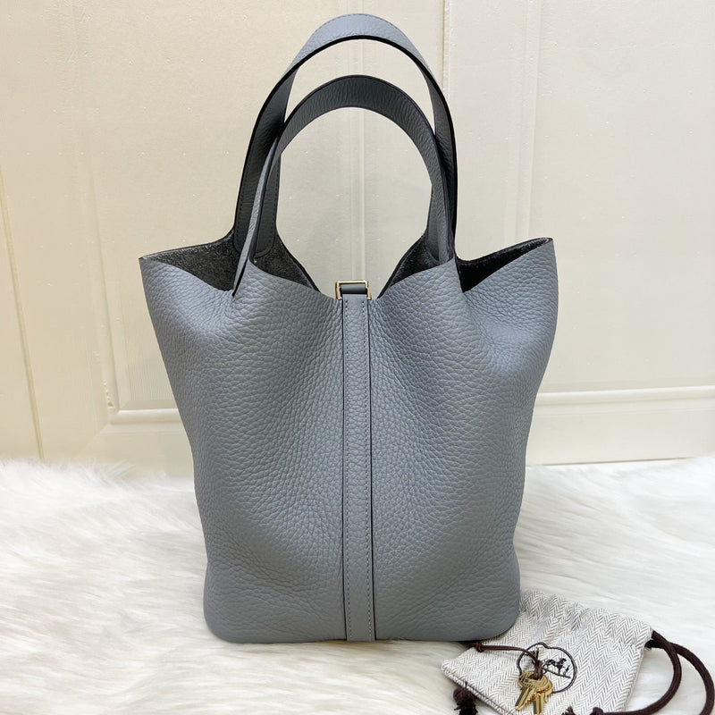 [Local Set - Mar 2025] Hermes Picotin 22 in Gris Panti Clemence Leather and Permabrass HW