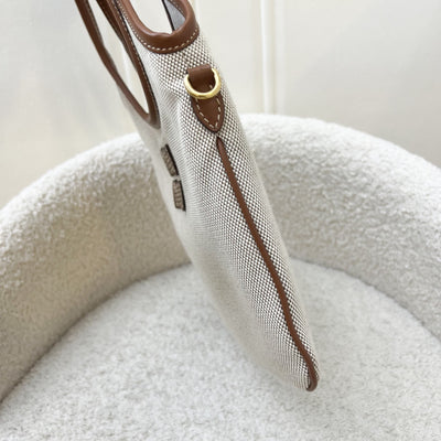 Miu Miu Mini Ivy Bag in Beige Canvas, Brandy Leather and GHW