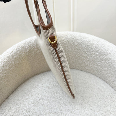 Miu Miu Mini Ivy Bag in Beige Canvas, Brandy Leather and GHW
