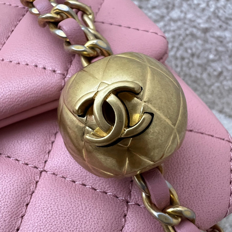 Chanel Pearl Crush Mini Rectangular Flap in 23K Pink Stiff Lambskin and AGHW