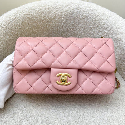 Chanel Pearl Crush Mini Rectangular Flap in 23K Pink Stiff Lambskin and AGHW