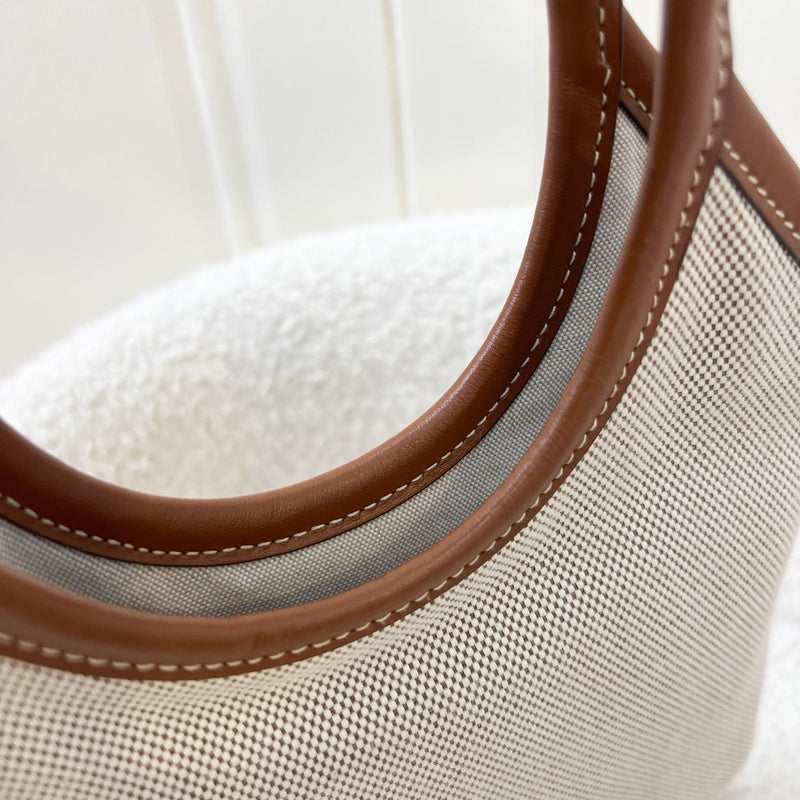 Miu Miu Mini Ivy Bag in Beige Canvas, Brandy Leather and GHW