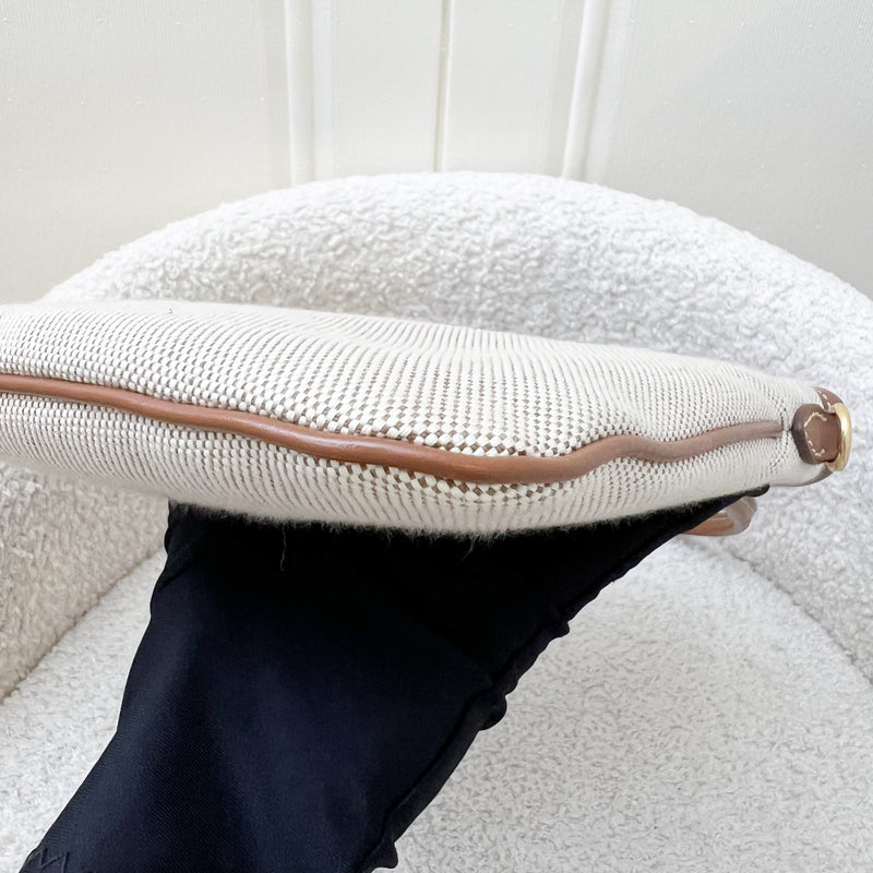Miu Miu Mini Ivy Bag in Beige Canvas, Brandy Leather and GHW