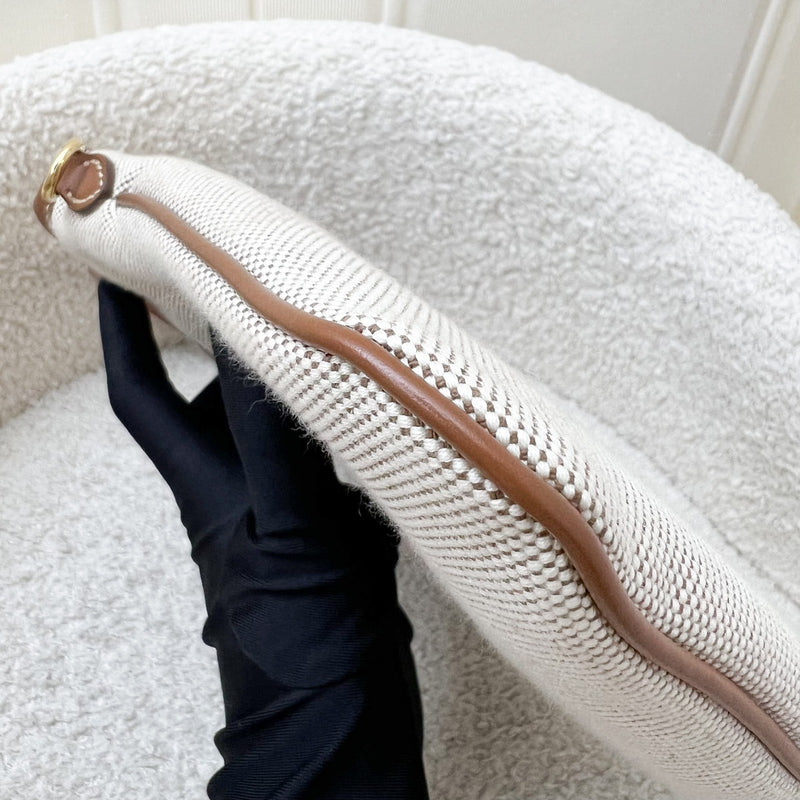 Miu Miu Mini Ivy Bag in Beige Canvas, Brandy Leather and GHW