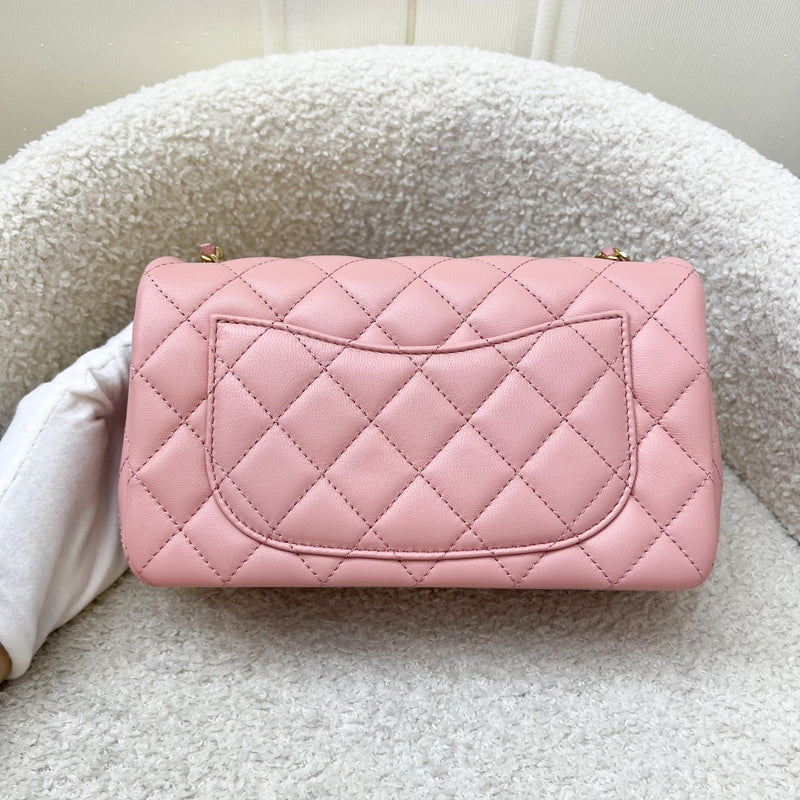 Chanel Pearl Crush Mini Rectangular Flap in 23K Pink Stiff Lambskin and AGHW