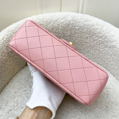 Chanel Pearl Crush Mini Rectangular Flap in 23K Pink Stiff Lambskin and AGHW
