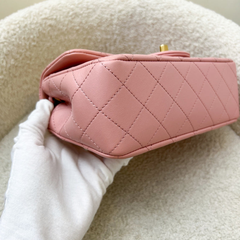 Chanel Pearl Crush Mini Rectangular Flap in 23K Pink Stiff Lambskin and AGHW