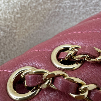 Chanel Medium Statement Flap in Chevron Quilted Dark Red / Pink Embossed Calfskin and LGHW (Model: A91587)