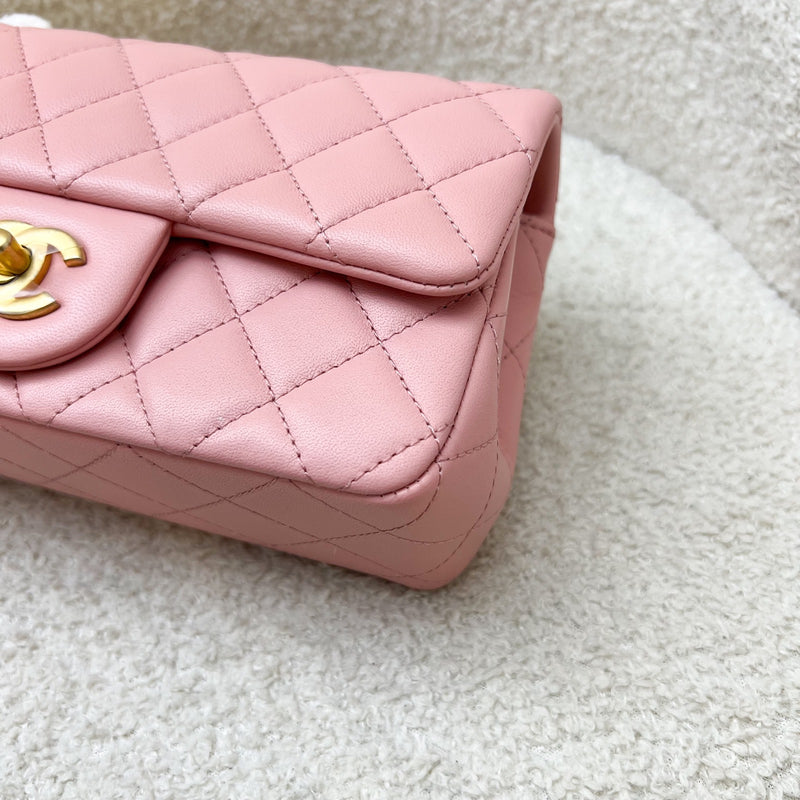 Chanel Pearl Crush Mini Rectangular Flap in 23K Pink Stiff Lambskin and AGHW