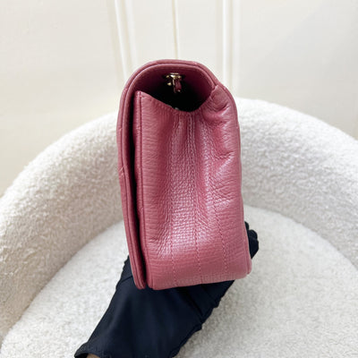 Chanel Medium Statement Flap in Chevron Quilted Dark Red / Pink Embossed Calfskin and LGHW (Model: A91587)