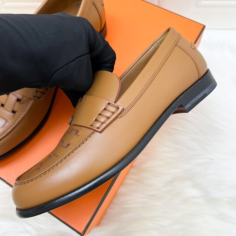 Hermes Mocassins Femme Kennedy Mosaique in Natural Leather