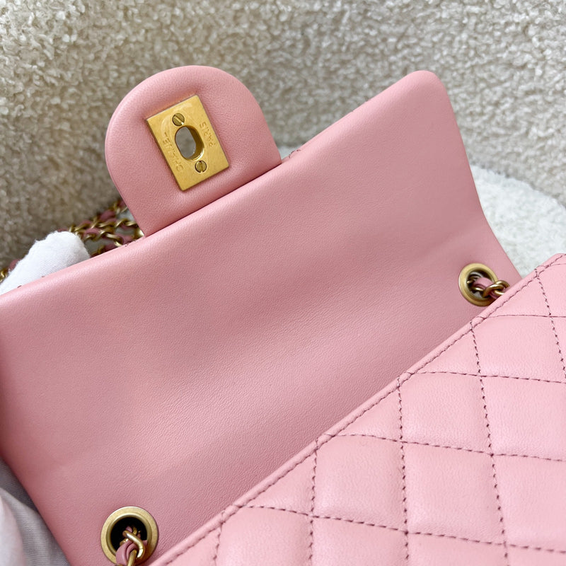 Chanel Pearl Crush Mini Rectangular Flap in 23K Pink Stiff Lambskin and AGHW