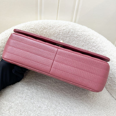 Chanel Medium Statement Flap in Chevron Quilted Dark Red / Pink Embossed Calfskin and LGHW (Model: A91587)