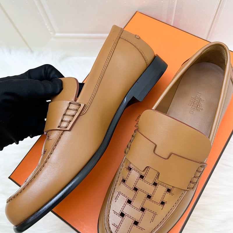 Hermes Mocassins Femme Kennedy Mosaique in Natural Leather