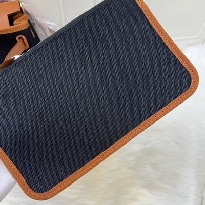 Hermes Herbag 31 Zip Retourne in Noir Black Canvas, Fauve Leather and GHW