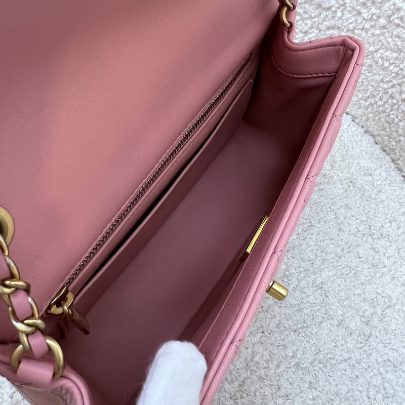 Chanel Pearl Crush Mini Rectangular Flap in 23K Pink Stiff Lambskin and AGHW
