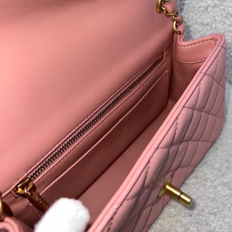 Chanel Pearl Crush Mini Rectangular Flap in 23K Pink Stiff Lambskin and AGHW