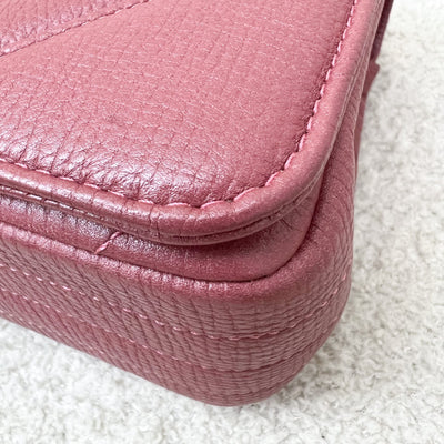 Chanel Medium Statement Flap in Chevron Quilted Dark Red / Pink Embossed Calfskin and LGHW (Model: A91587)