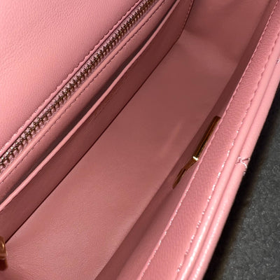 Chanel Pearl Crush Mini Rectangular Flap in 23K Pink Stiff Lambskin and AGHW