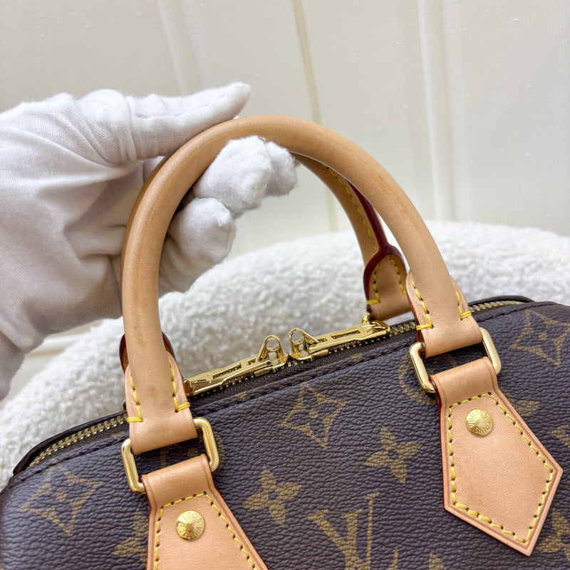 LV Speedy Bandouliere 20 in Monogram Canvas and Black Patterned Strap (Model: M46234)