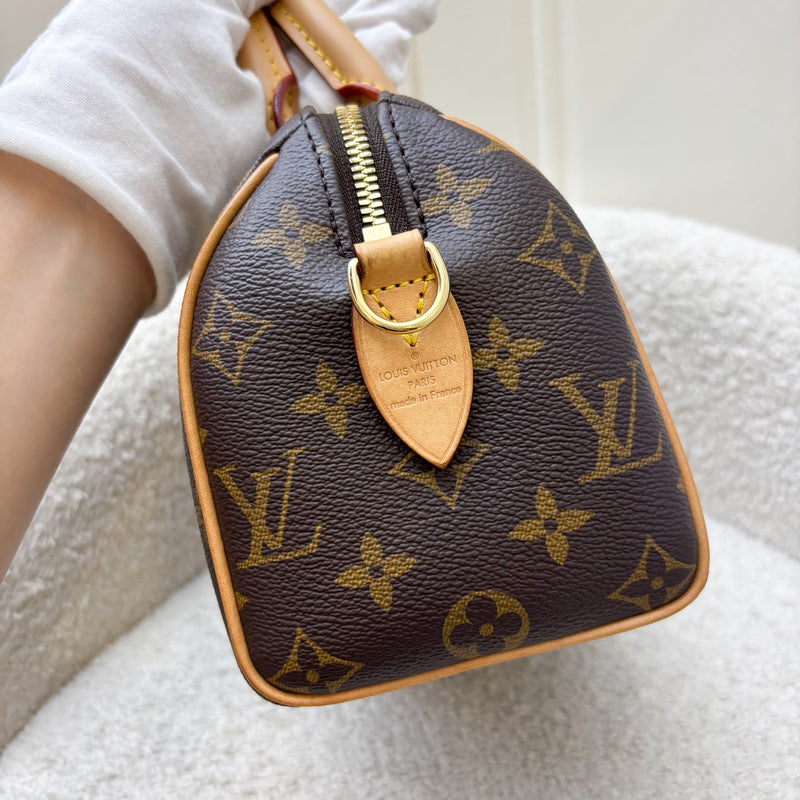 LV Speedy Bandouliere 20 in Monogram Canvas and Black Patterned Strap (Model: M46234)