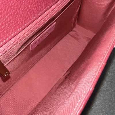 Chanel Medium Statement Flap in Chevron Quilted Dark Red / Pink Embossed Calfskin and LGHW (Model: A91587)