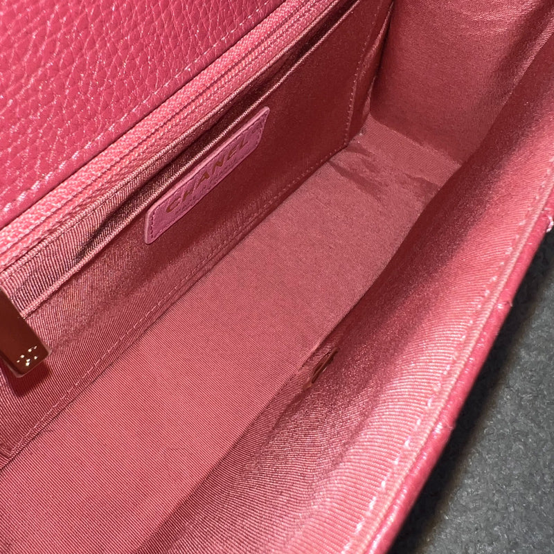 Chanel Medium Statement Flap in Chevron Quilted Dark Red / Pink Embossed Calfskin and LGHW (Model: A91587)