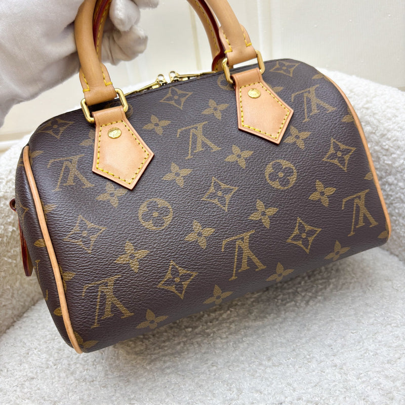 LV Speedy Bandouliere 20 in Monogram Canvas and Black Patterned Strap (Model: M46234)