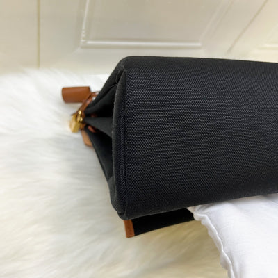 Hermes Herbag 31 Zip Retourne in Noir Black Canvas, Fauve Leather and GHW
