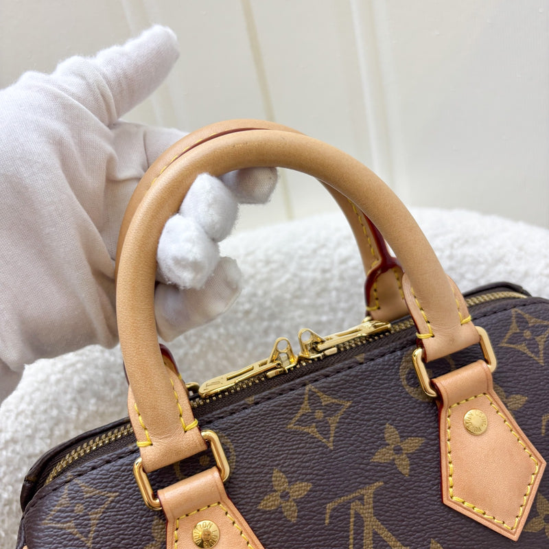 LV Speedy Bandouliere 20 in Monogram Canvas and Black Patterned Strap (Model: M46234)