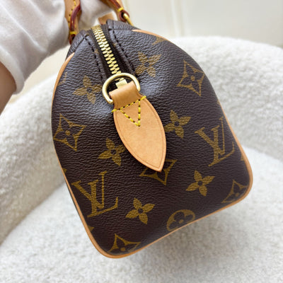 LV Speedy Bandouliere 20 in Monogram Canvas and Black Patterned Strap (Model: M46234)