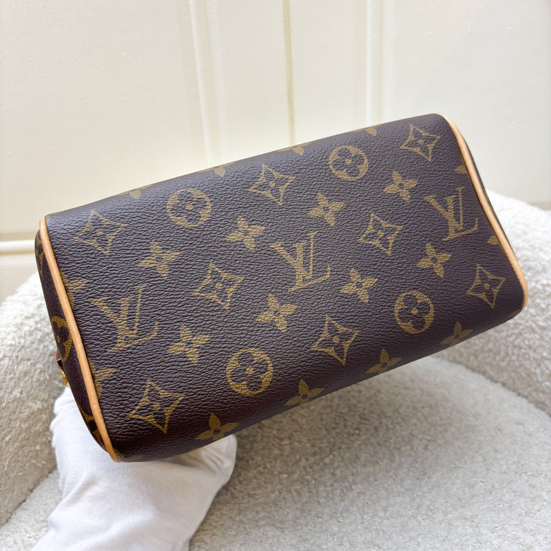 LV Speedy Bandouliere 20 in Monogram Canvas and Black Patterned Strap (Model: M46234)