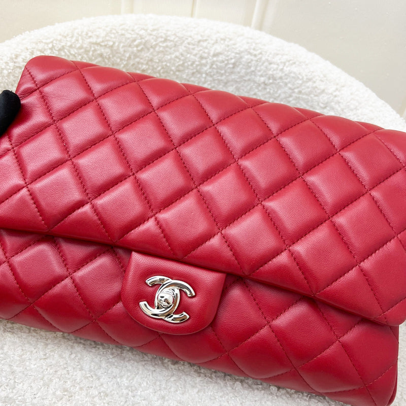 Chanel Classic Timeless Clutch with Chain in Red Lambskin and SHW (Model: A65051)