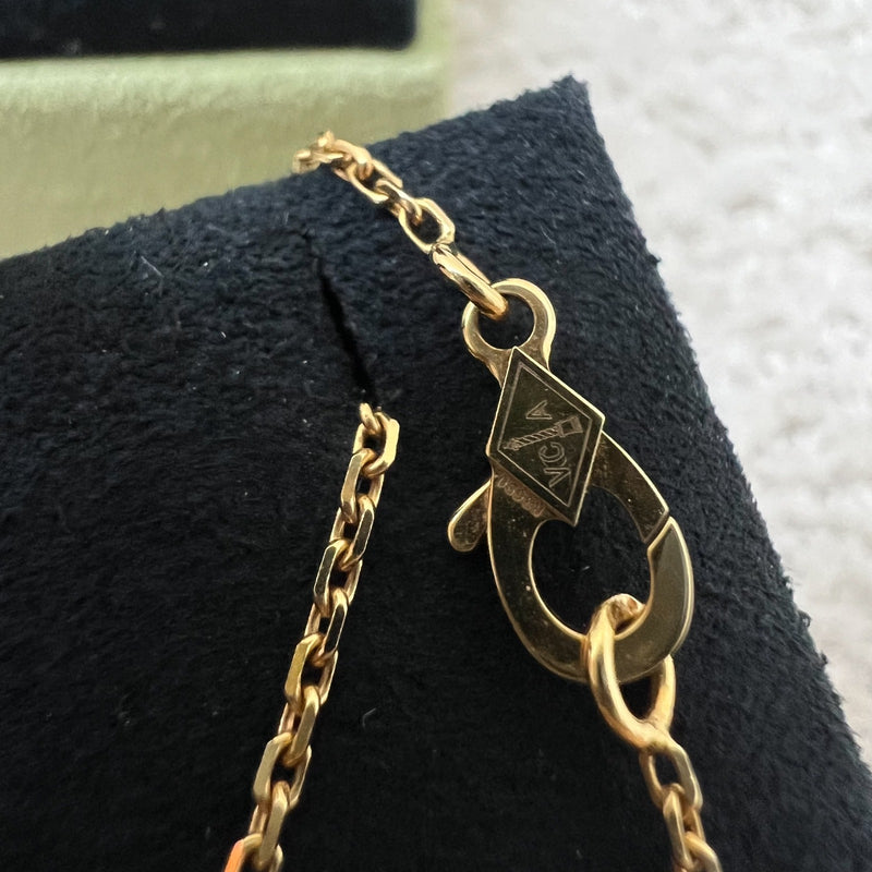 Van Cleef & Arpels VCA Vintage Alhambra Guilloché Pendant Necklace in 18K Yellow Gold (Extended by 5cm) (Ref: VCARP4KL00)